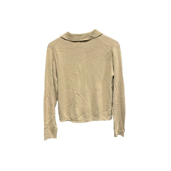 Express Tricot Button Down Cardigan Tan Sized Medium Collar 90s Y2K Vintage - Picture 2 of 4